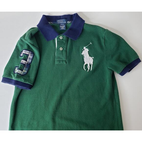 POLO RALPH LAUREN Youth Boy's Size M(10-12) BIG PONY ~ #3 S/S POLO Shirt Green - Picture 6 of 13